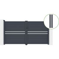 Puerta abatible 3m CIMONE H.160cm aluminio + 2 postes EIFEL 15x15cm H.190cm GRIS