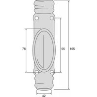 Fausse crémone applique fonte finition époxy noir – Entraxe 43mm – Dimensions 147x42mm – Compatible tringles 16x8mm – Fonderie Rollinger
