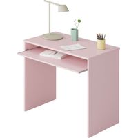 Hogar24 – Bureau droit rose 79x90x54cm – Mélamine facile à nettoyer – Étagère coulissante pour rangement – Pour petits espaces