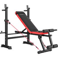 Panca Fitness con Rack per Pesi, Schienale e Sedile Regolabili, Dip Station, Capacità 420 kg