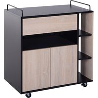 Mobiletto Carrello da Cucina con Cassetti in Legno Rovere e Nero 76.5x40x82 cm