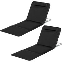 Lot 2 Esterillas Respaldo Inclinable 5 Niveaux Reposacabezas Bolse Transporte Noir 134x48x33-43 cm