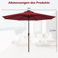 Parasol déporté à éclairage LED, rond, à énergie solaire, manivelle rouge ø 3M