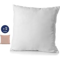 Pack moelleux 1 Oreiller + 2 taies colorées coton 60x60 cm - Rose