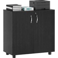 Bureau mobile avec serrure 2 portes et étagère 80x40x80 cm Noir