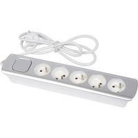 Regleta eléctrica gefom 5 enchufes plata cable 1.4 m