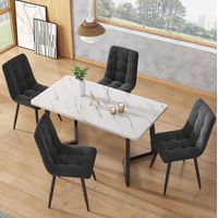 Sedia da pranzo in velluto grigio, set da 4, imbottita, con schienale, 44 x 41 x 86 cm