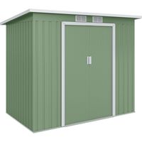 Abri de jardin 213x130x172 cm Caseta de Outside Metálica para Almacenamiento de Herramientas vert Oliva