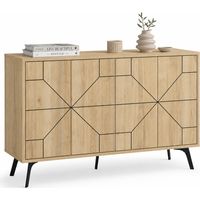 Madia con 4 Ante Credenza Design Geometrico Moderno in Legno 123x77 cm Quercia