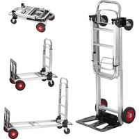 VEVOR Diable Pliant en Aluminium 2-en-1 Diable Chariot de Demenagement de Manutention Charge 181 kg Diable Convertible en Chariot a Plate-forme Roues Caoutchouc pour Transport Entrepot Marchandises