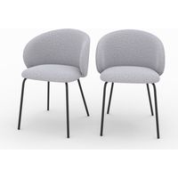 Lot de 2 chaises en tissu gris clair et pieds en métal noir - VICTORIA