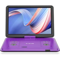 Lecteur DVD portable Boifun de 17,5 pouces, équipé d'un écran rotatif haute définition de 15,6 pouces, prend en charge la lecture de disques multiples, haut-parleurs à haut volume, couleur violet