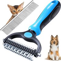 Brosse chien/chat 17+9 dents, râteau toilettage anti-nœuds/sous-poil, avec peigne intégré