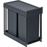 Songmics – Poubelle de cuisine extractible 2 x 15 L – Acier avec couvercle en plastique ABS – Installation facile dans placard – Optimisation espace
