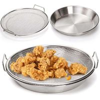 Filtro per olio da cucina da 10,3 pollici, teglia in rete di acciaio inossidabile per friggitrice ad aria, cestello di scolo per alimenti fritti, scolapasta per barbecue, verdure e dessert