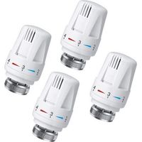Lot de 4 Tête Thermostatique Connectée Vanne Thermostatique Accessoire, Tete Thermostatique Radiateur, Tête de Remplacement de Vanne de Radiateur pour le Thermostat M30 x 1.5 White