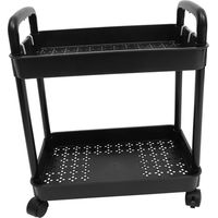 Doppellagiges Trolley-Rack, mobiles doppellagiges Korb-Lagerregal Trolley-Lagerregal - Schwarz