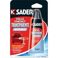 Colle néoprène gel multi-usages 55 ml – Collage sans trace sur bois, cuir, plastique et métal – Résistance à la chaleur +110°C – Sader