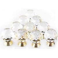 Set mit 10 kristallgoldenen Türknöpfen, 30 mm Durchmesser, runde Glas-Schrankknöpfe, dekorative Knöpfe für Möbel und Schubladen