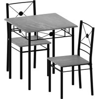 Roslyn 2 Seater Dining Set Table And Chairs Dining Furniture, Concrete-Grey