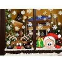 Adhesivos navideños de copos de nieve para ventanas, pegatinas adhesivas estáticas removibles y reutilizables de Papá Noel y renos para ventanas, ideales para el hogar o la tienda.