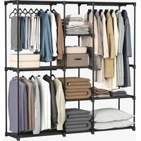 Songmics – Armoire ouverte 182 x 43 x 182 cm – 11 étagères – 2 tringles – Tubes métalliques renforcés – Dispositif anti-basculement – RYG037B02