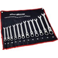 Jeu de clés à cliquet 12 pièces – Flexible articulées 8 à 22mm – Tête pivotante 180° – Acier chrome-vanadium résistant – Kraft Müller