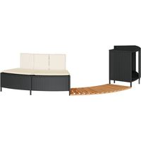 Vidaxl – Cadre de bain à remous noir résine tressée – Bois massif d'acacia – Dimensions 73/112 x 45 x 55 cm – Housse amovible et lavable
