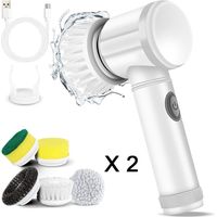 Brosse de Nettoyage Électrique à Main avec 10 Têtes de Rechange pour Salle de Bain, Cuisine et Sol