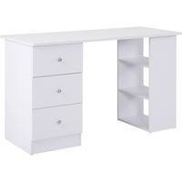 HOMCOM Bureau informatique multimédia multi-rangements 3 tiroirs 2 étagères 120L x 49l x 72H cm blanc