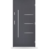 Porte d'entrée Pierre 80-90-100cm en acier - Couleur: Anthracite - Poussant: Gauche - Dimensions: 80 cm