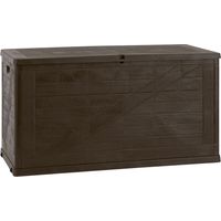 Toomax Multibox Wood baule da 420L multiuso 120x56x63h cm portaoggetti da giardino, finitura effetto legno, colore grigio marrone, resistente ai raggi UV, dotato di foro per lucchetto, per esterni
