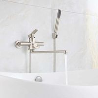 HomeLava Badewannenarmatur mit runder Handbrause, gebürsteter Edelstahl, Wandmontage-Mischbatterie, Badezimmer-Duscharmatur