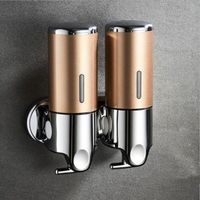 2 Chamber Wall Mounted Bathroom Shower Pump Dispenser and Organizer-Holds Shampoo, Soap, Conditioner, Shower Gel, for Bathroom Kitchen Hotel (Gold 2 Chamber)