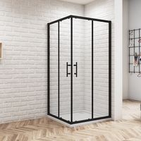 Biubiubath 900x900x1850mm Matt Black Frame Corner Entry Sliding Shower Enclosure