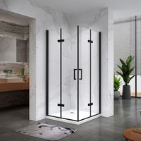 i-flair Falttür Duschkabine aus durchsichtigem 6 mm Sicherheitsglas - DK11 BLACK 75x120x180 cm