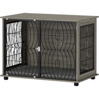 Cage de transport pour chien, caisse de transport verrouillable pour grands chiens, grise