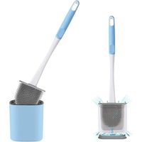 Scopino per WC blu, scopino per WC in silicone con supporto, scopino per WC ad asciugatura rapida, scopino per WC in silicone, scopino per WC sospeso per bagno e WC (blu)