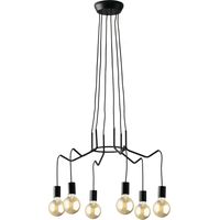 6 flammiger LED Kronleuchter Ø66cm Schwarz - minimalistisch moderne Spinnenlampe