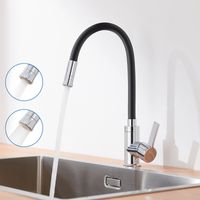 Hochdruck flexible Küchenarmatur mit 2 Strahlarten 360° Drehbar Küchenmischbatterien Einhandmischer flexibler Wasserhahn für die Küche, Schwarz