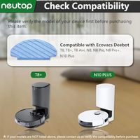 Lot de 8 serpillères lavables de rechange compatibles avec Ecovacs Deebot T8, T8+, T8 Aivi, N8, N8 Pro, N8 Pro+, robots aspirateurs et serpillères.