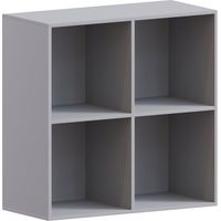 Durham 4 Cube Bookcase Shelf Wooden Display Storage Rack Free Standing Shelf Unit, Grey-2-Black-Baskets