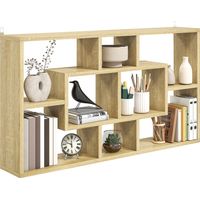 Estante de Pared Decorativo Estantería para Libro, CDs con 8 Cubos 85x14,5x47,5 cm Roble