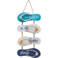 royaluxe -Nautique Plage Flip Flop décoration Flip Flop Ornement Mural Suspendu Pantoufles en Bois décoration, décoration Murale Porte Ornement Suspendu thème la Plage décoration de la Maison, Blanc,