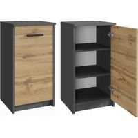 C贸moda BODO 1D ANTRACITA-MUJO, estante de 40 cm, 1 puerta, 2 estantes para ropa.