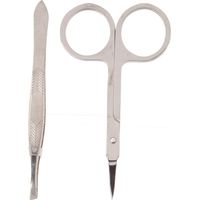 Kit de Coupe-Barbe avec Pince à Épiler et Ciseaux Courbés pour Nez et Oreilles