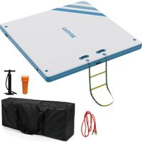 Plataforma flotante ultraestable 3×1,8 m – Antideslizante, escalera y anclas incluidas – piscina/lago/barco – Alfombrilla resistente