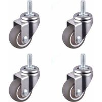 Roulette Pivotante Robuste en Caoutchouc à Tige Filetée Roulettes Chaise Replacement Roulette Mini Roulettes pour Meubles Roulettes Filetées Robustes pour Chariots M6x15mm Diamètre 25mm 4Pcs