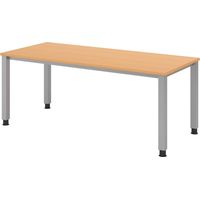 bümö Schreibtisch Serie-Q Rechteck: 180 x 80 cm Buche Silber