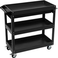 Servante à outils à roulettes à 3 niveaux avec tiroir de rangement, Servante d'atelier, chariot à outils est équipé de quatre roulettes pour atelier, garage, entrepôt (noir)